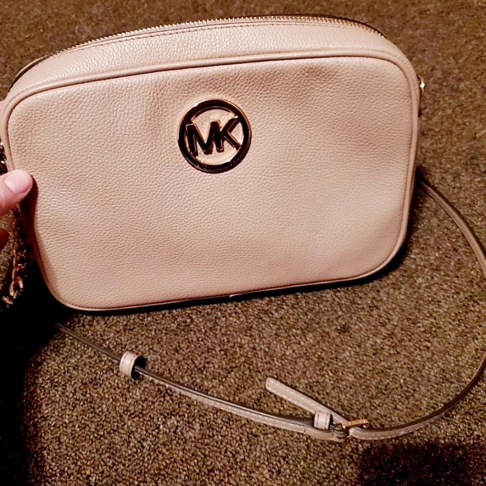 Michael Kors Fulton Medium East West Crossbody Purse Pink With Gold Hardware